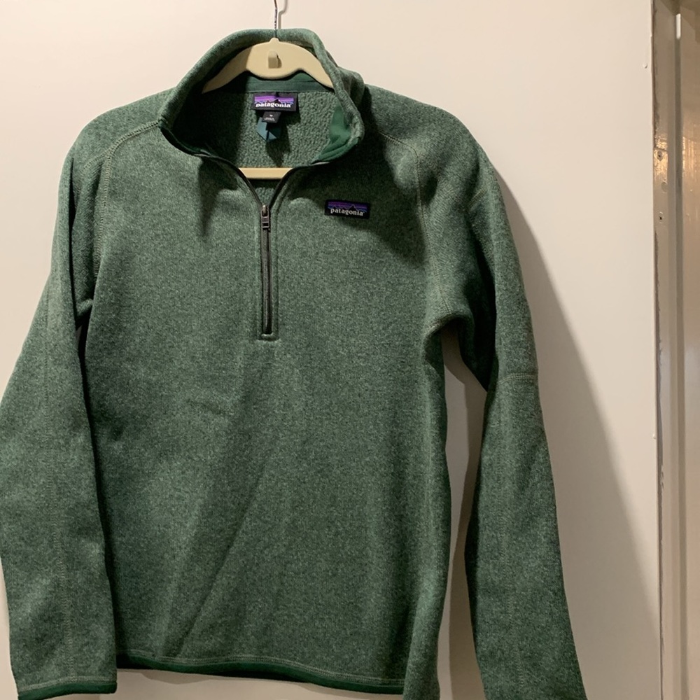 Patagonia Fleece 1/4 zip pullover sweatshirt. green. M - Picture 1 of 8